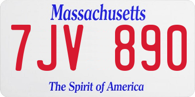 MA license plate 7JV890