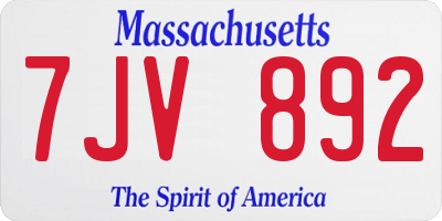 MA license plate 7JV892