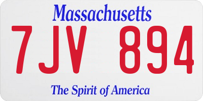 MA license plate 7JV894