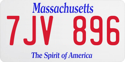 MA license plate 7JV896