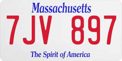 MA license plate 7JV897