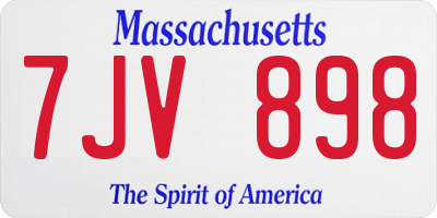 MA license plate 7JV898