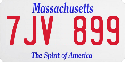 MA license plate 7JV899