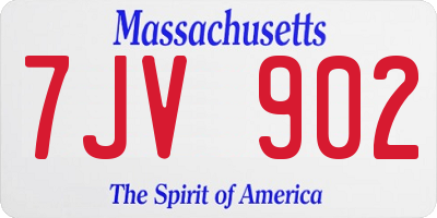 MA license plate 7JV902
