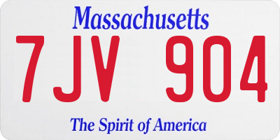 MA license plate 7JV904
