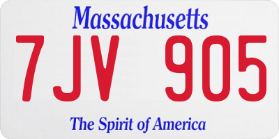 MA license plate 7JV905