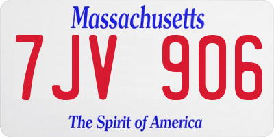 MA license plate 7JV906