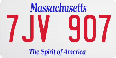MA license plate 7JV907