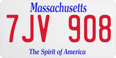 MA license plate 7JV908
