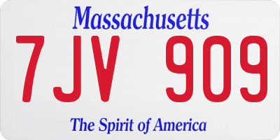 MA license plate 7JV909