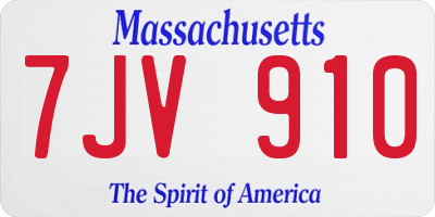 MA license plate 7JV910