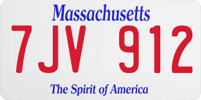 MA license plate 7JV912