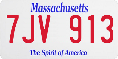 MA license plate 7JV913