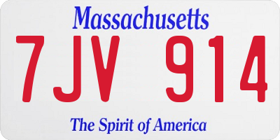 MA license plate 7JV914