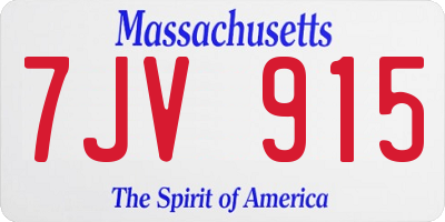 MA license plate 7JV915