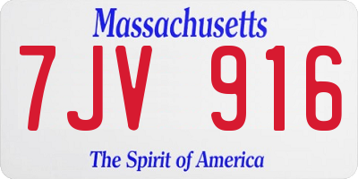 MA license plate 7JV916