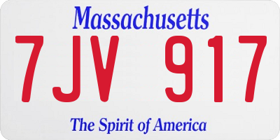 MA license plate 7JV917