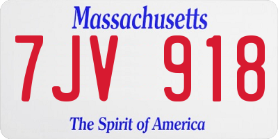 MA license plate 7JV918