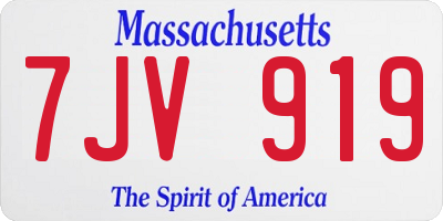 MA license plate 7JV919