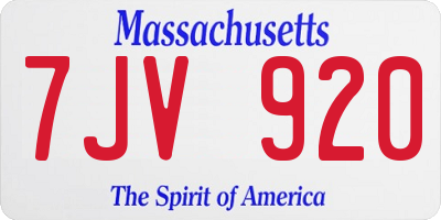 MA license plate 7JV920