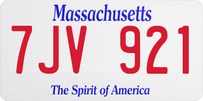 MA license plate 7JV921