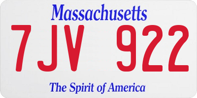 MA license plate 7JV922