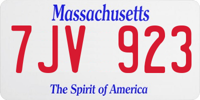 MA license plate 7JV923