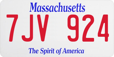 MA license plate 7JV924