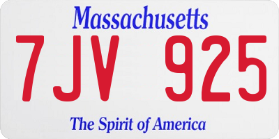 MA license plate 7JV925