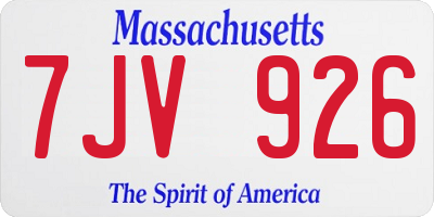 MA license plate 7JV926