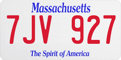MA license plate 7JV927