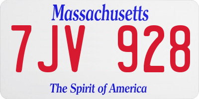 MA license plate 7JV928