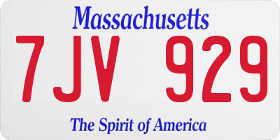 MA license plate 7JV929
