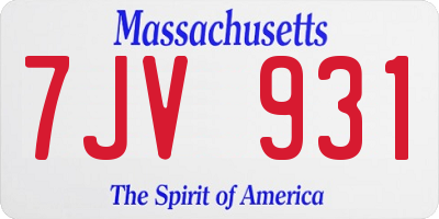 MA license plate 7JV931