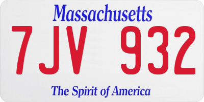 MA license plate 7JV932