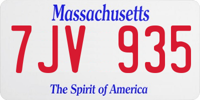MA license plate 7JV935