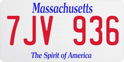 MA license plate 7JV936