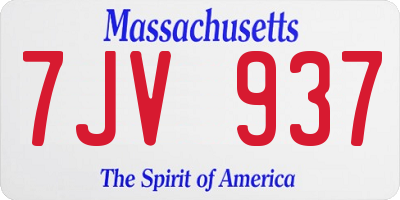 MA license plate 7JV937