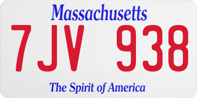 MA license plate 7JV938
