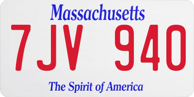 MA license plate 7JV940