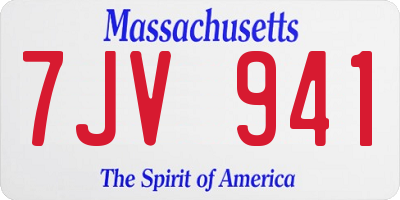 MA license plate 7JV941