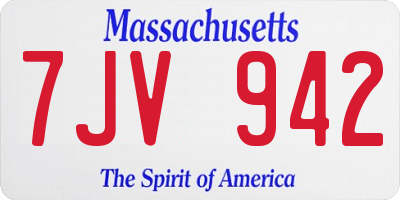 MA license plate 7JV942