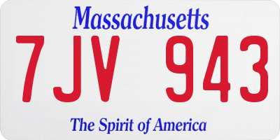 MA license plate 7JV943