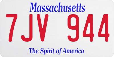 MA license plate 7JV944