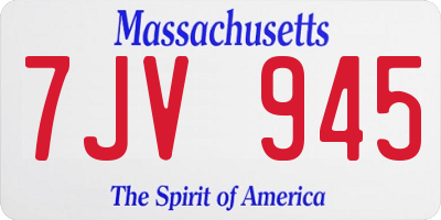 MA license plate 7JV945