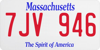 MA license plate 7JV946