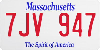 MA license plate 7JV947