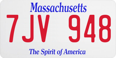 MA license plate 7JV948