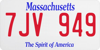 MA license plate 7JV949
