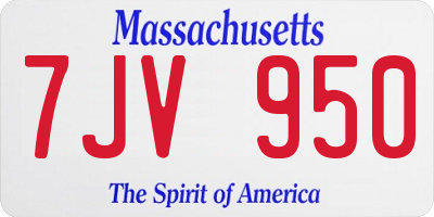 MA license plate 7JV950